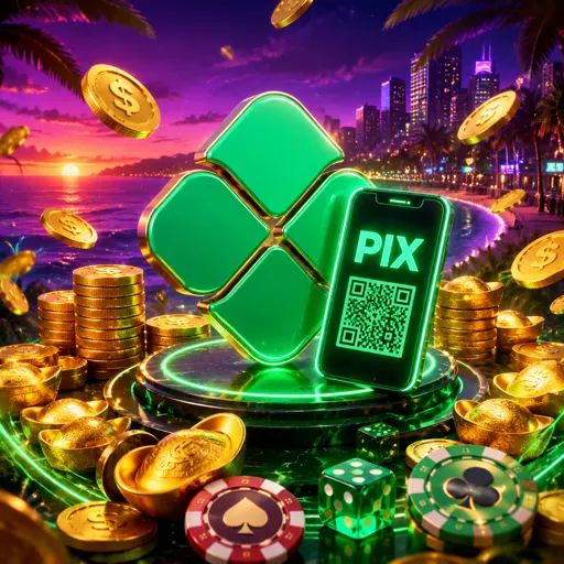Pagamento instantâneo via PIX com ícone dourado em destaque